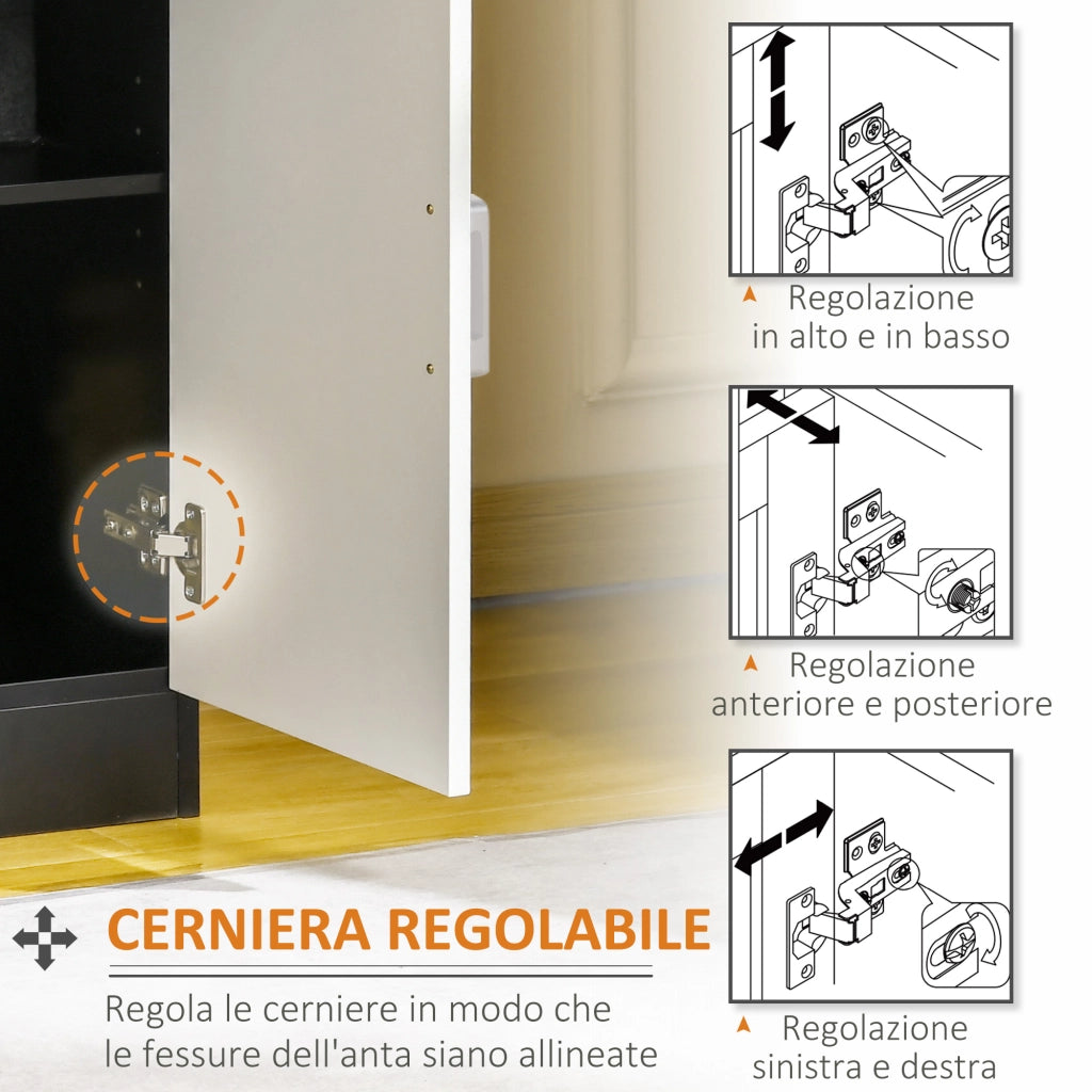Mobiletto da Ingresso con Cassetto e Ripiano Regolabile ¨C zephmum ¨C Legno MDF Bianco e Nero 60x40x90cm