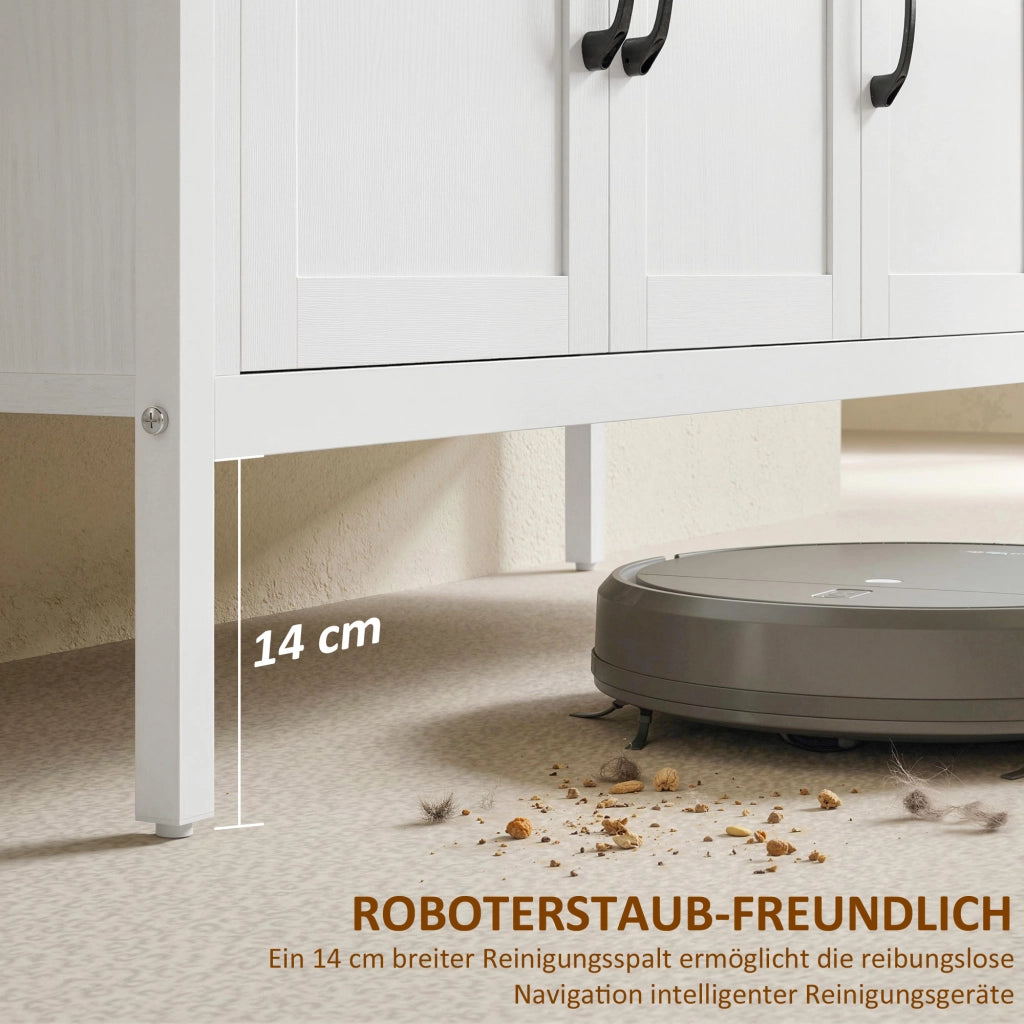 Cassa panchina con ripiani regolabili e 3 cassetti ¨C zephmum ¨C 95 cm bianco