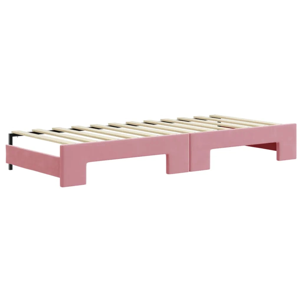Divano Letto Estraibile con Cassetti Rosa 80x200 cm Velluto 3196973