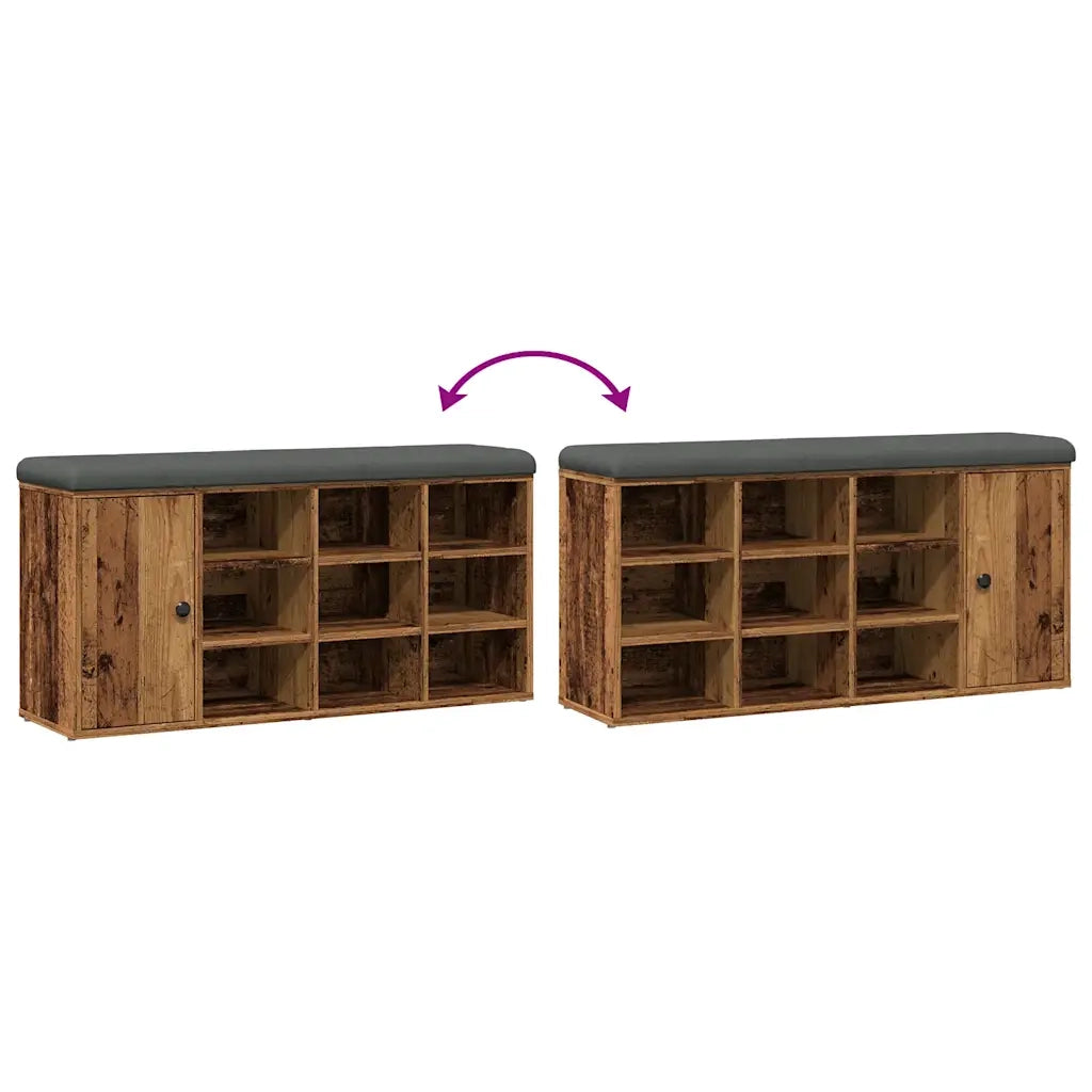Panca Porta Scarpe Legno Antico 102x32x50 cm Legno Multistrato