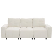 Divano modulare 3 posti con funzione letto e profondità regolabile in chenille beige