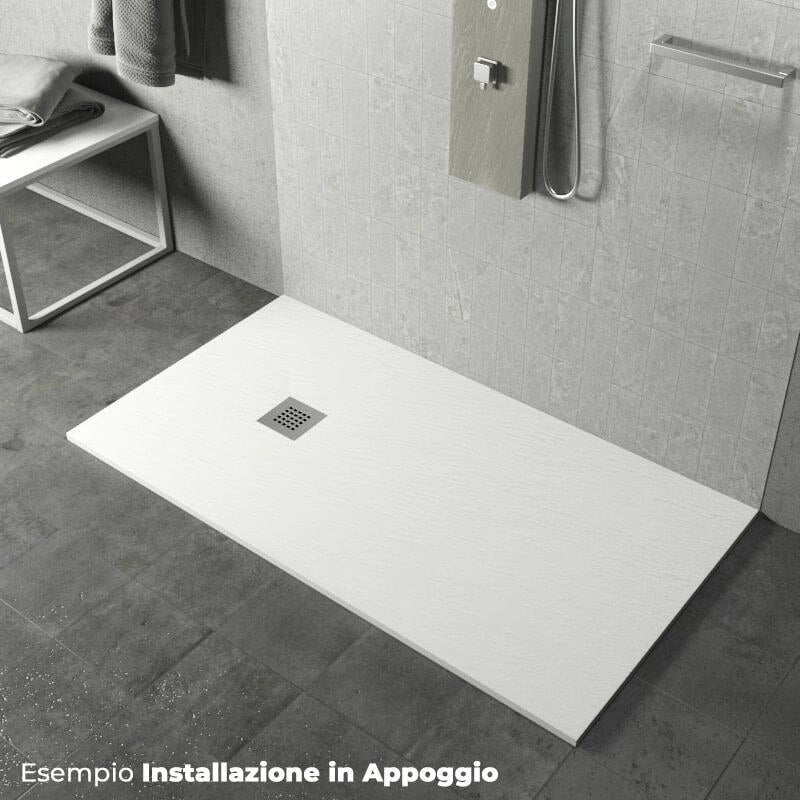 Piatto Doccia in Pietra 100x200 cm Pedrinelli Ardesia Stone Side Bianco