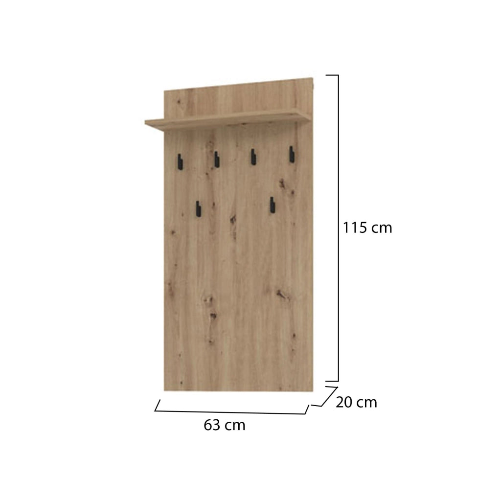 Gonars, Appendiabiti set Fissaggio a Muro Incluso, 115h cm Marrone Rovere Nodi