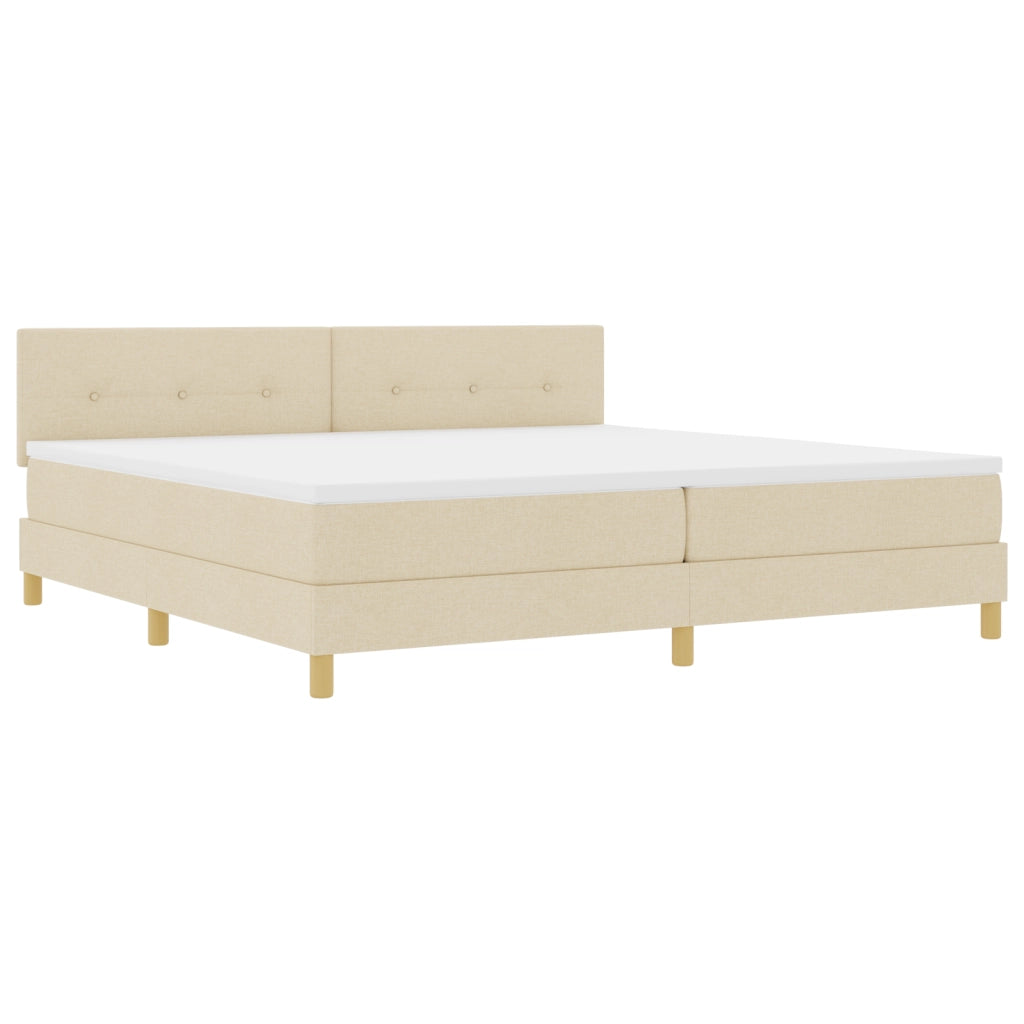 Letto con Box Spring e Materasso & LED Crema 200x200 cm in Tessuto