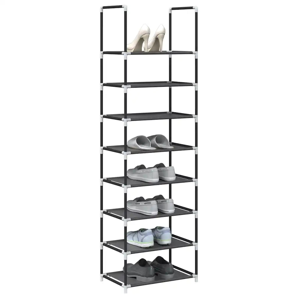 Scarpiera 8 Ripiani Nera 44x28x145 cm in Tessuto Non Tessuto