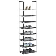 Scarpiera 8 Ripiani Nera 44x28x145 cm in Tessuto Non Tessuto