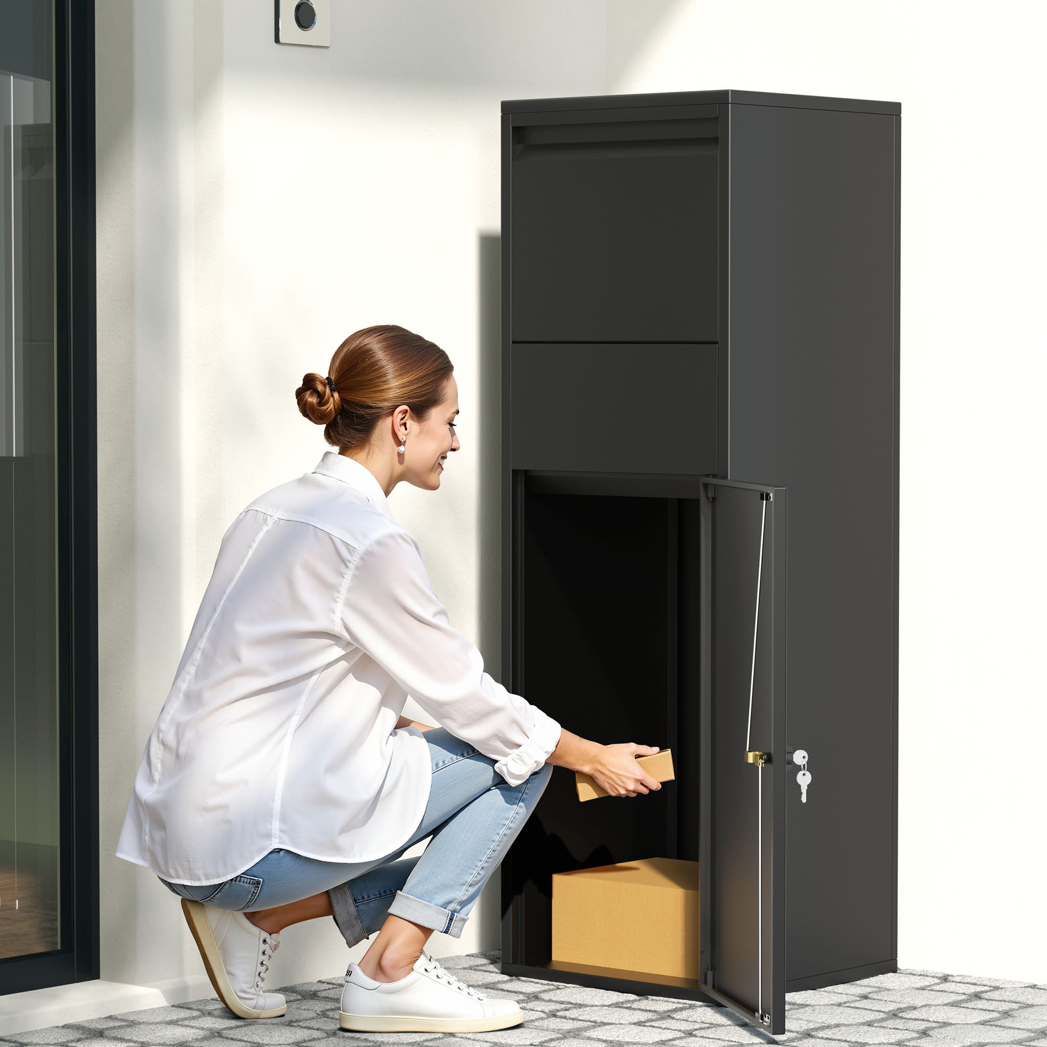 Cassetta postale portapacchi nera per pacchi medi e piccoli Parcel box