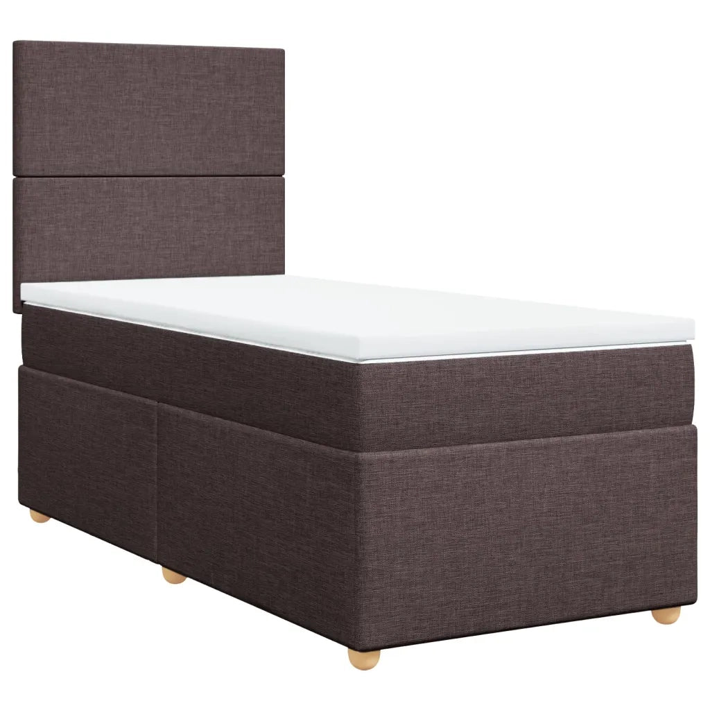 Giroletto a Molle con Materasso Marrone Scuro 80x200 cm Tessuto