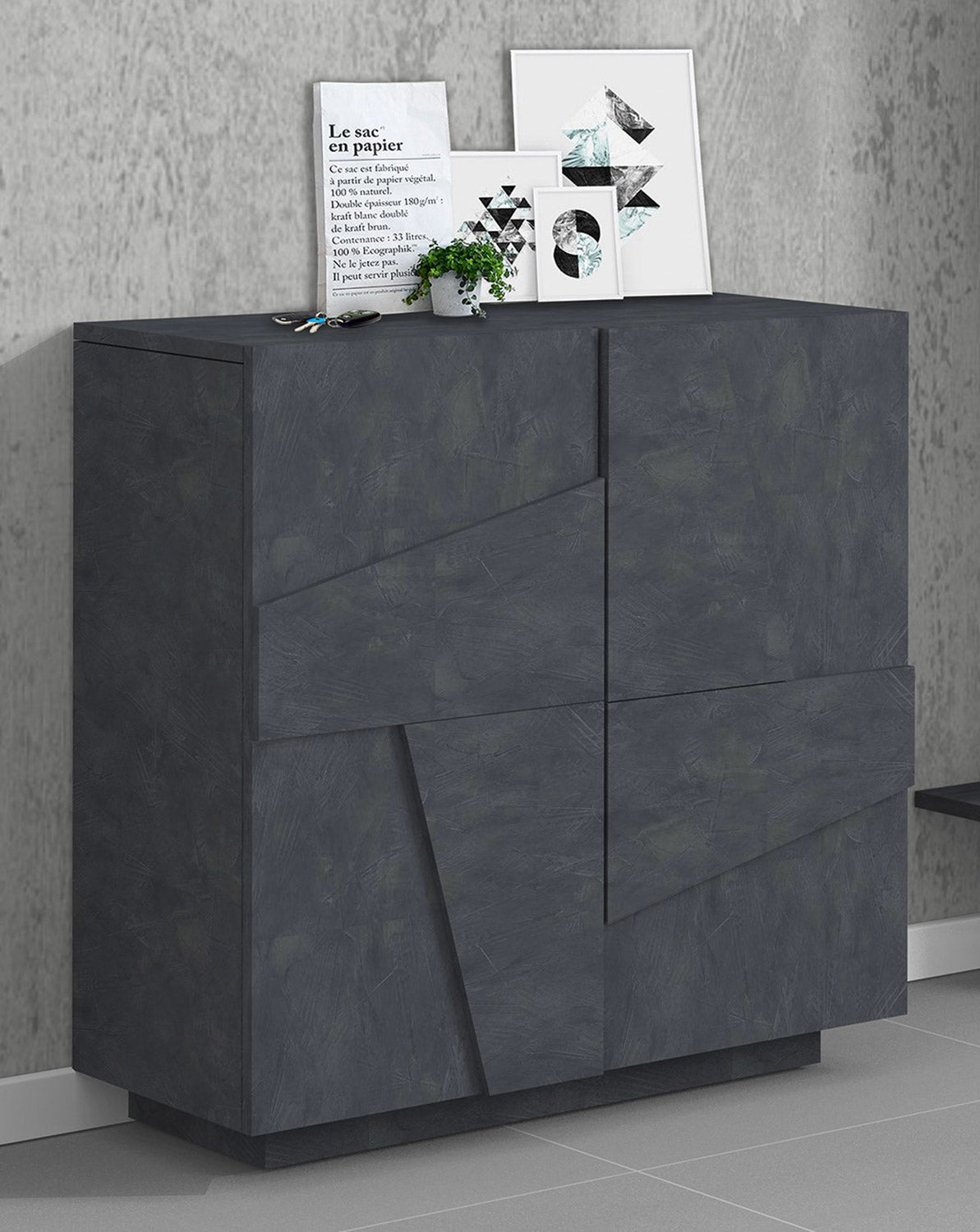 Scarpiera 2 Ante Battenti 81,2x39,2x86 cm Ping Ardesia