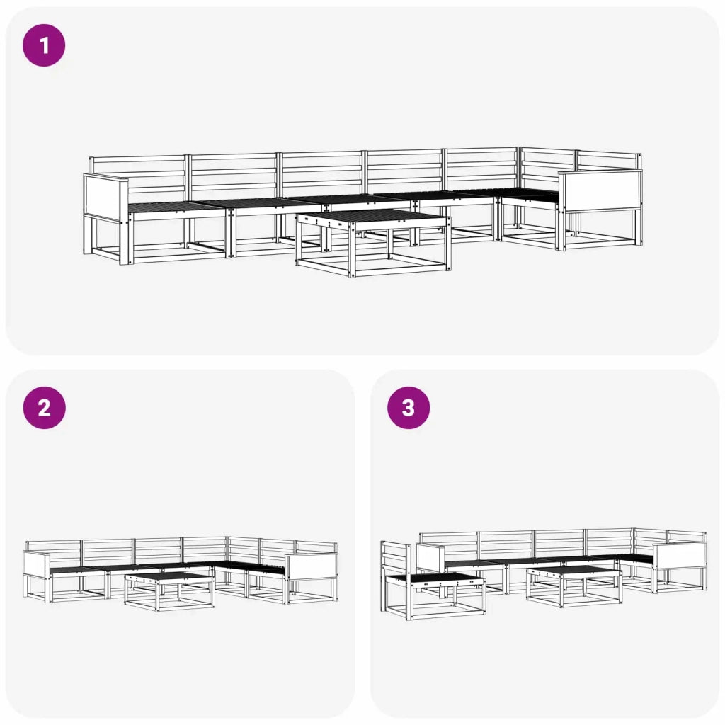 Set di divani da esterno 7 pcs Naturale