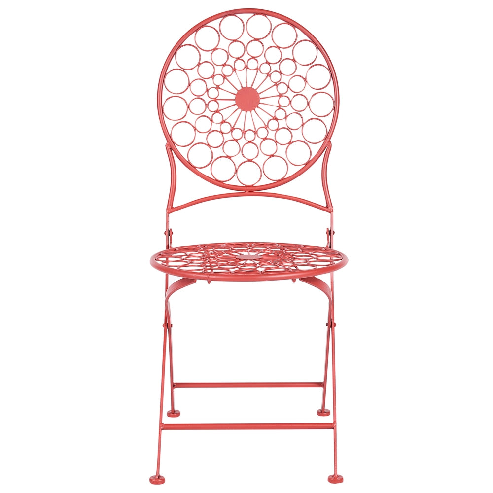 Set di 2 sedie da giardino Bistro in ferro rosso pieghevole all'aperto resistenza alla ruggine UV stile retrò francese