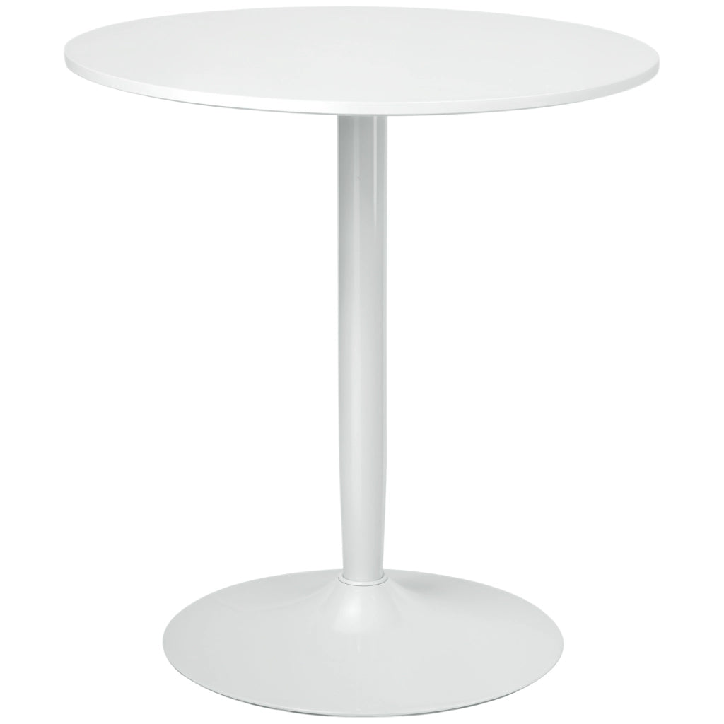 Tavolo Rotondo Moderno per 2 Persone in MDF e Acciaio , ?70x75cm, Bianco