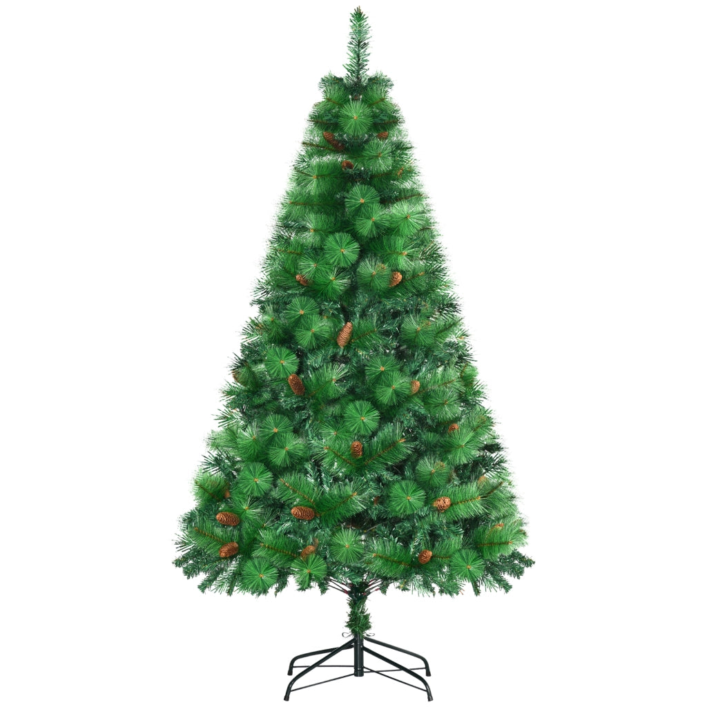 EasyComfort Alberello di Natale Decorato e Ignifugo per Interni con 782 Rami e Base in Metallo, Φ116x180 cm, Verde