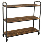 Scaffale in legno marrone e metallo con ruote 98x34x94,5h