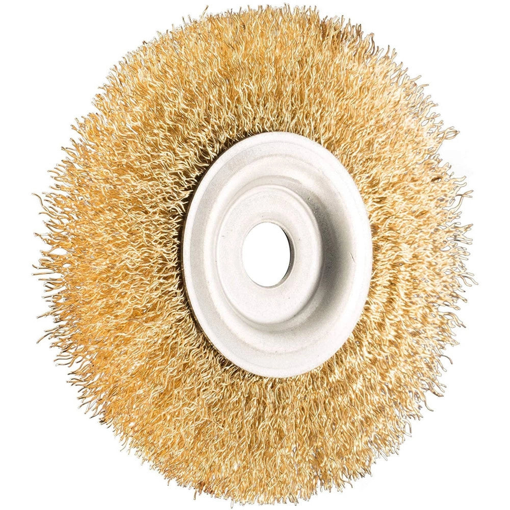 Trade Shop - Spazzola Circolare 5'' Disco Fili Acciaio 125mm Per Smerigliatrice Mola Da Banco -