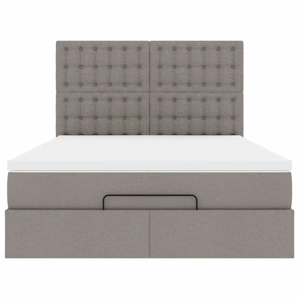 Struttura Letto Pouf con Materasso Tortora 140x190 cm Tessuto 3314173