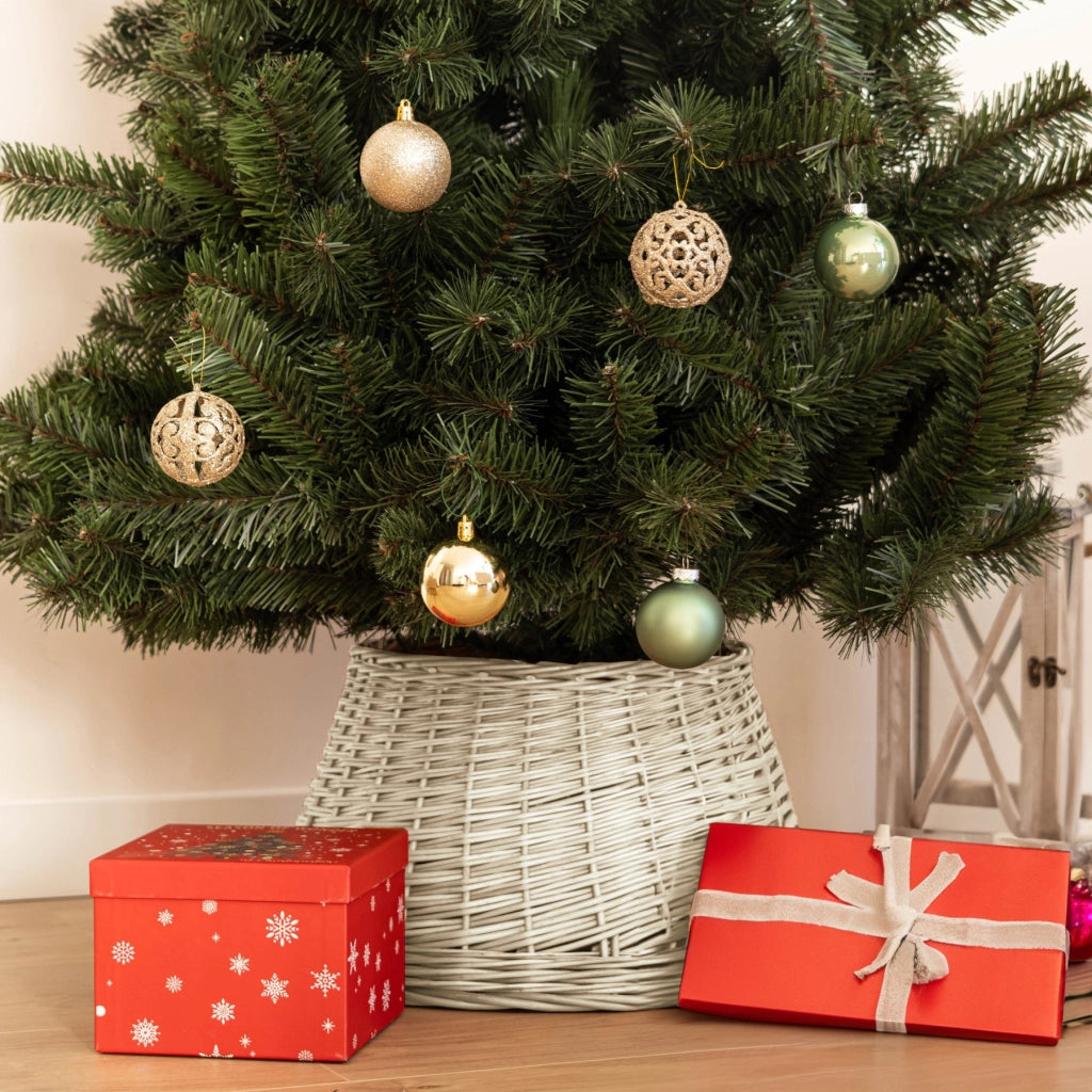 Copertura in vimini KADAX per supporto albero di Natale, 55 cm, copertura per cesto, bianca