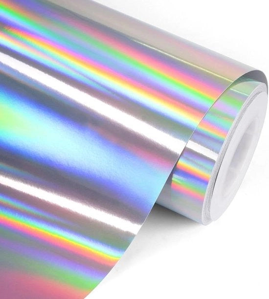 Vinile holografico arcobaleno lucido zinco cromato - 1 x 15 m x 15 m
