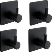 M34251B - Hanger per Asciugamano Senza Fori, Viti Autoadesive per Parete, Hanger per Abbigliamento, per Bagno e Cucina, Hanger per Asciugamano 3M, 4 Pezzi, In Acciaio Inossidabile 304, Nero
