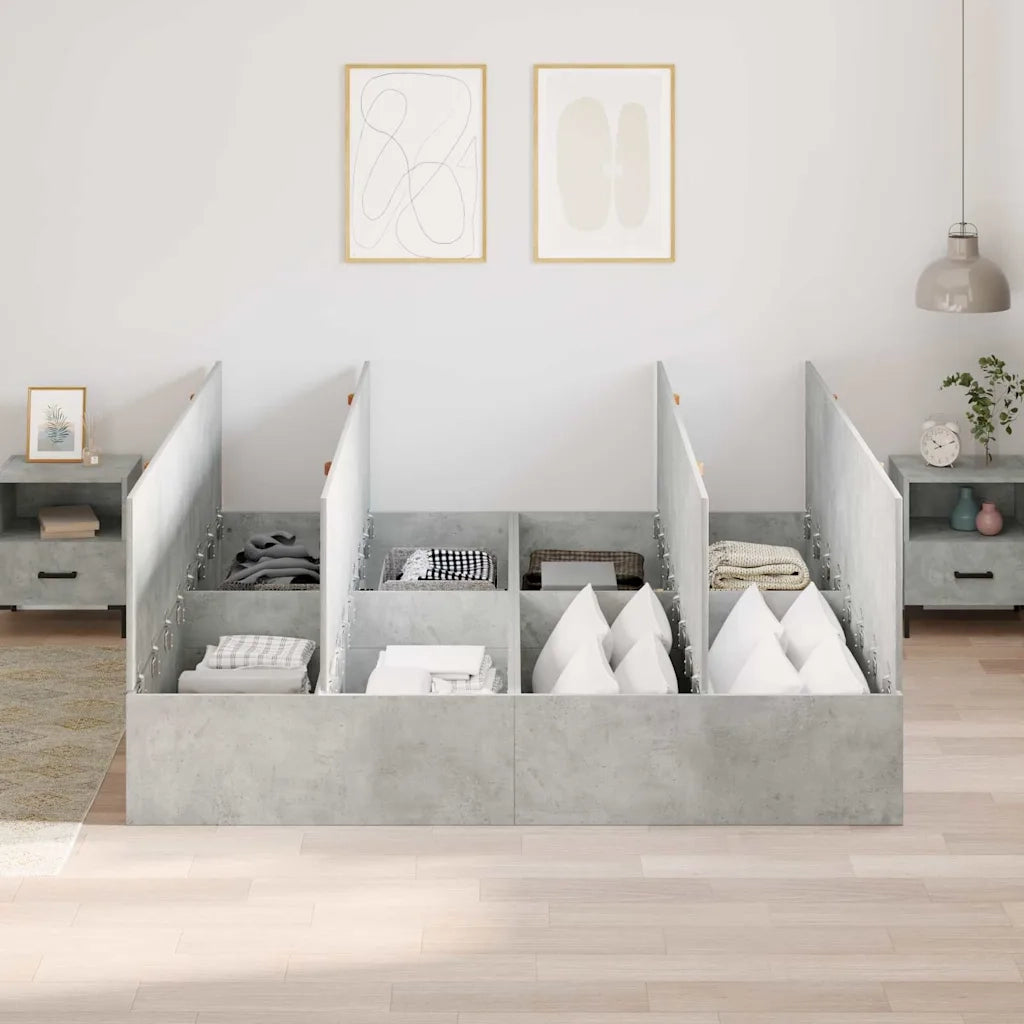 Struttura letto con contenitore Grigio cemento 200 x 200 cm 3335360