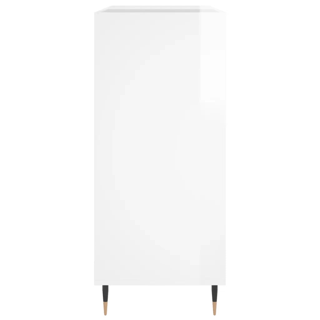 Mobile Porta Dischi Bianco Lucido 84,5x38x89 Legno Multistrato 831766