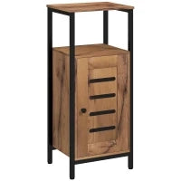 kleankin Mobile da bagno basso con porta a doghe struttura in acciaio vano aperto 37 x 30 x 85 cm marrone rustico