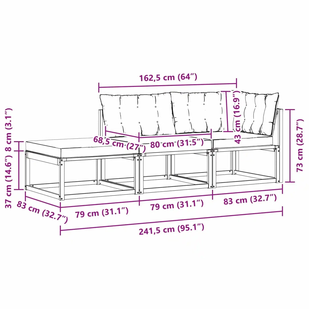 Unità Divano Sezionale con cuscino Bianco 241,5 x 83 x 73 cm