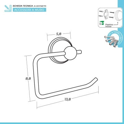 Set accessori a muro 5 pezzi in acciaio con finitura bronzo e viti incluse  Iris