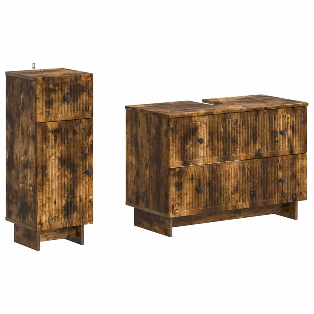 Set di Armadi da Bagno da 2 Pezzi EDE Rovere Fumo 3417662