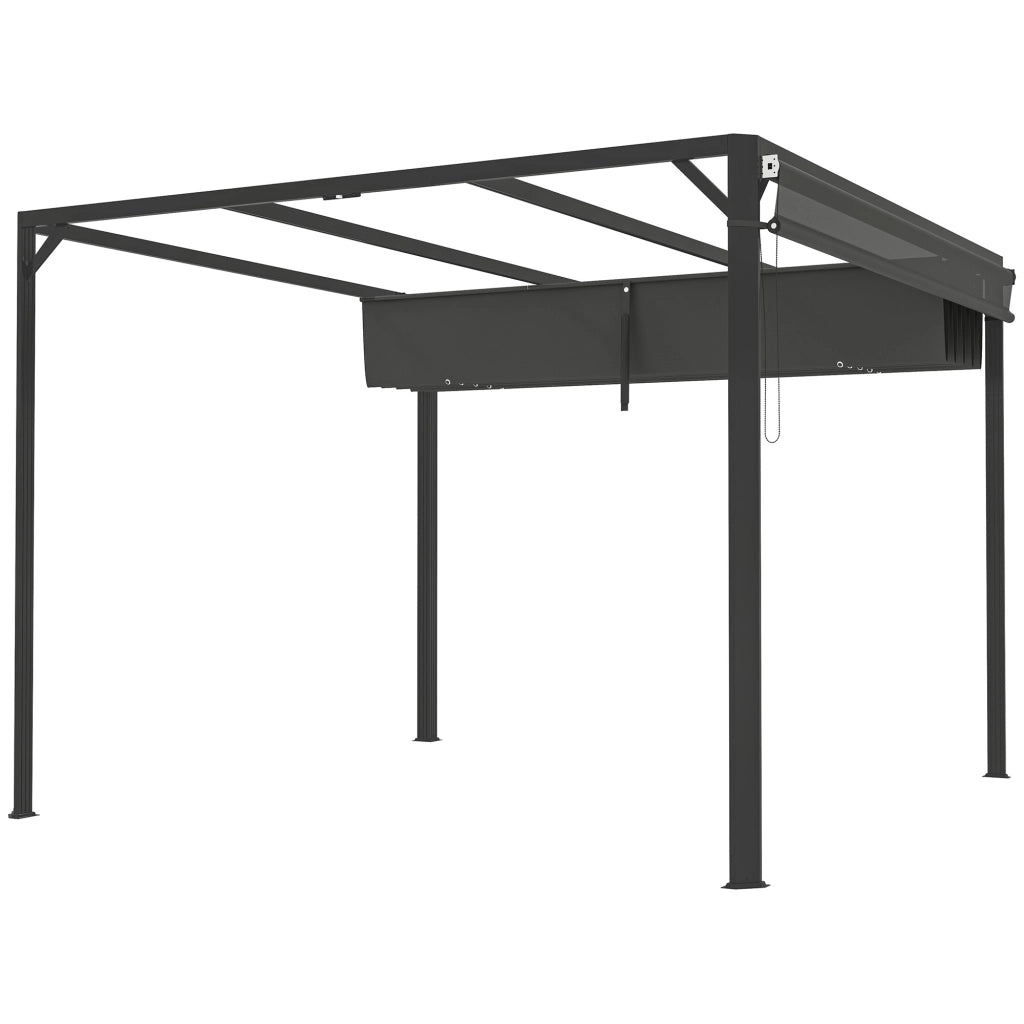 Gazebo Pergola Retrattile 3x3 m ¨C Xylo ¨C Acciaio Grigio Scuro con Tenda a Rullo