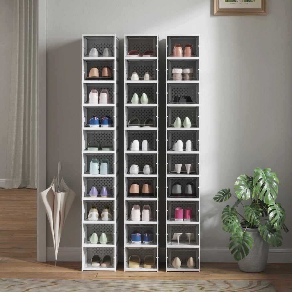 Armadio per scarpe ¨C zephmum ¨C bianco, pieghevole, 10 livelli