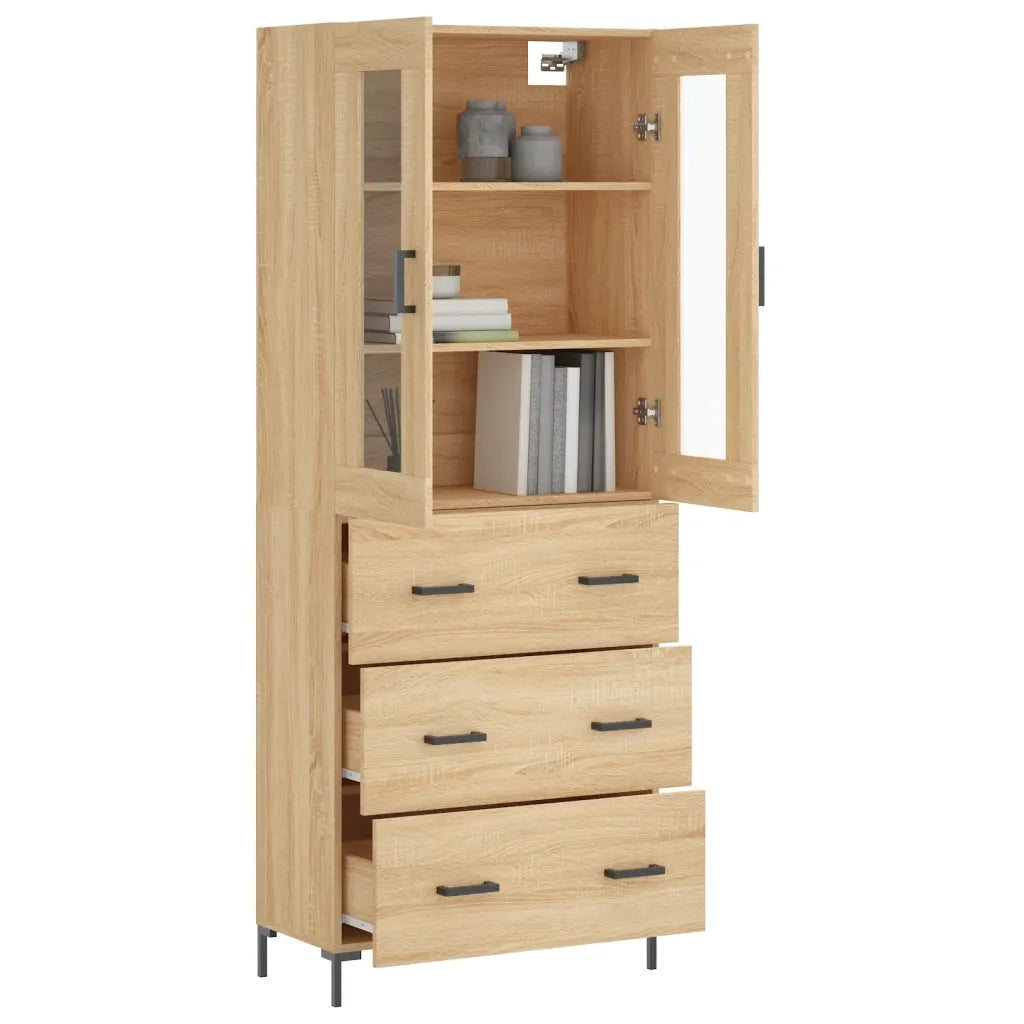 Credenza-Buffet-Armadio da cucina Rovere Sonoma 69,5x34x180 cm in Legno Multistrato 642043