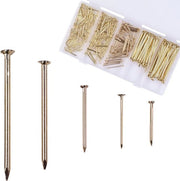 Assortimento di chiodi 300 pezzi - chiodi in ottone dorato per appendere foto - varie dimensioni in assortimento.