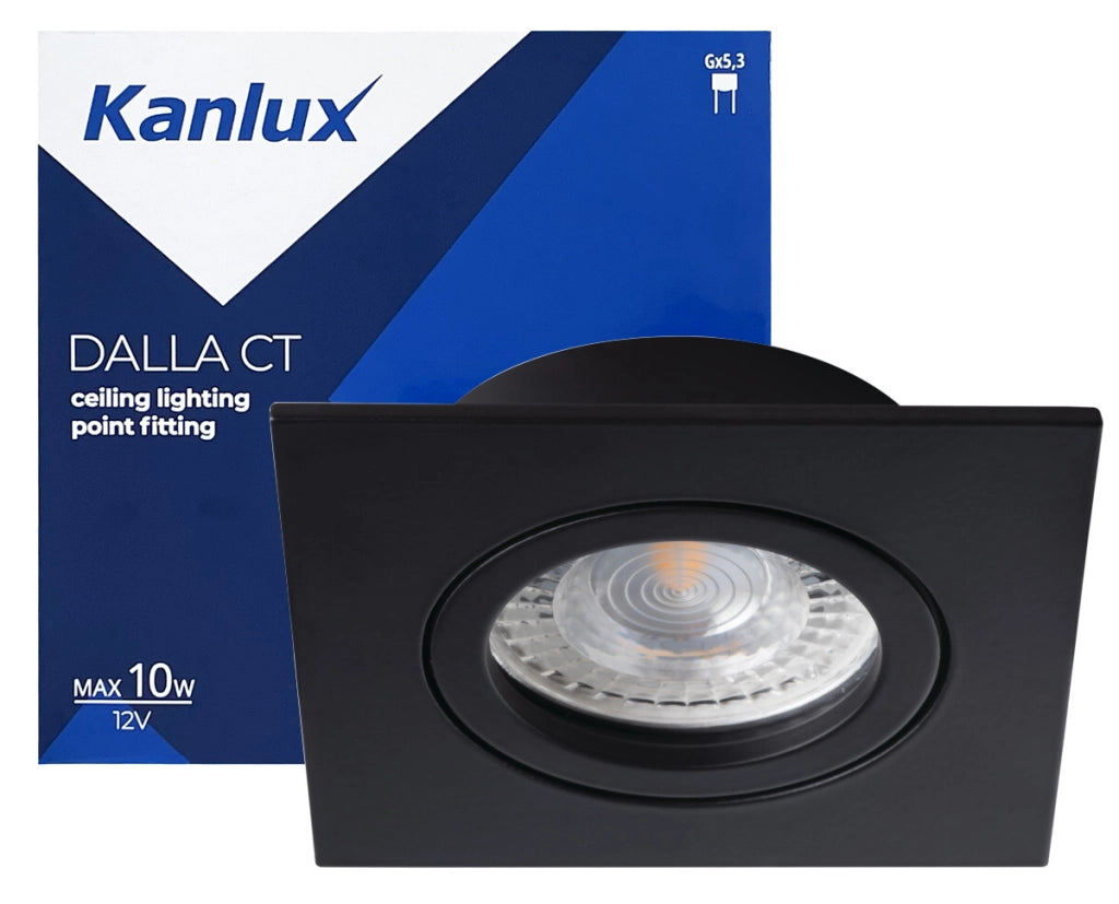 Faretto incasso soffitto Kanlux DALLA quadrato nero GX5.3