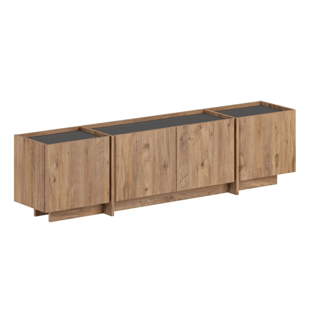 Porta TV in legno "Lowen" - 180 x 35 x 46 cm - Pino Atlantico / Antracite