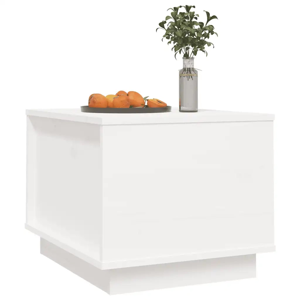Tavolino da Salotto Bianco 40x50x35 cm Legno Massello di Pino cod mxl 19298