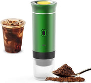 Macchina da caffè verde, portatile e wireless, 3-in-1, adatta per capsule o caffè macinato, mini-macchina da caffè (15 bar) per bollitura fredda e sciacquatura di caffè caldo, tazze da 15 ml.