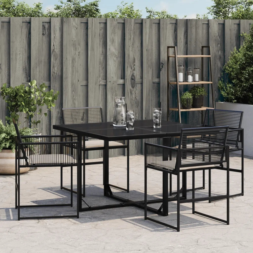 Sedie da Giardino con Cuscini 4 pz | Sedie da Esterno Nere in Polyrattan
