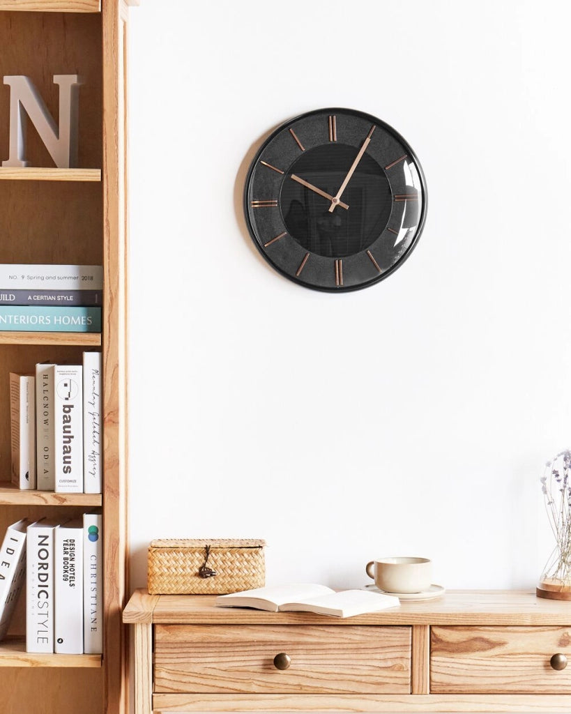 Orologio da parete nero senza numeri 34 cm in alluminio stile moderno