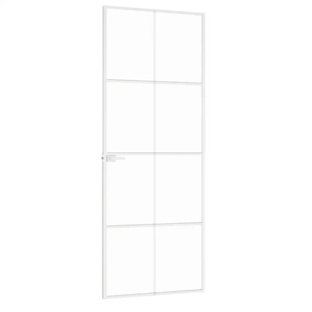 Porta Interna Bianca 76x201,5 cm Vetro Temperato Alluminio Slim 153670