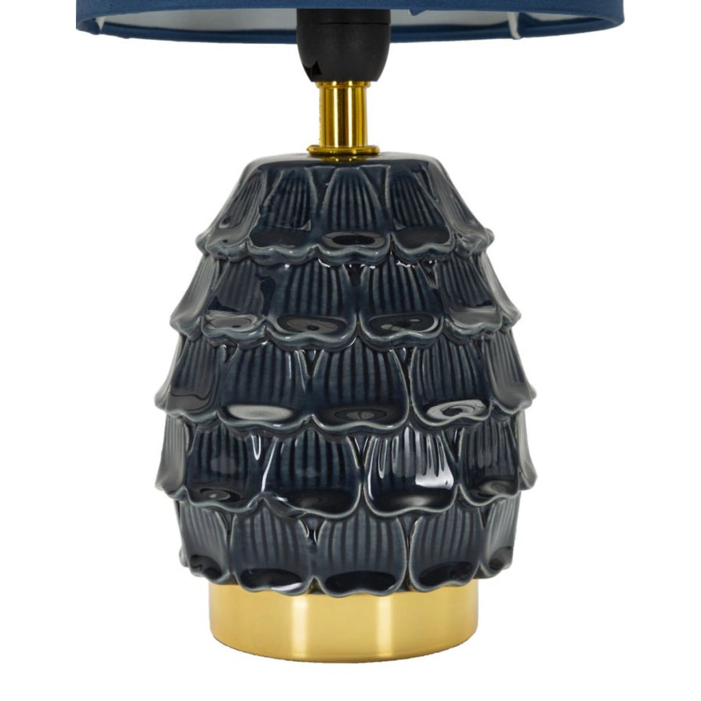 Lampada da Tavolo VKH96, Blu, Ceramica, 15x15x30,5 cm