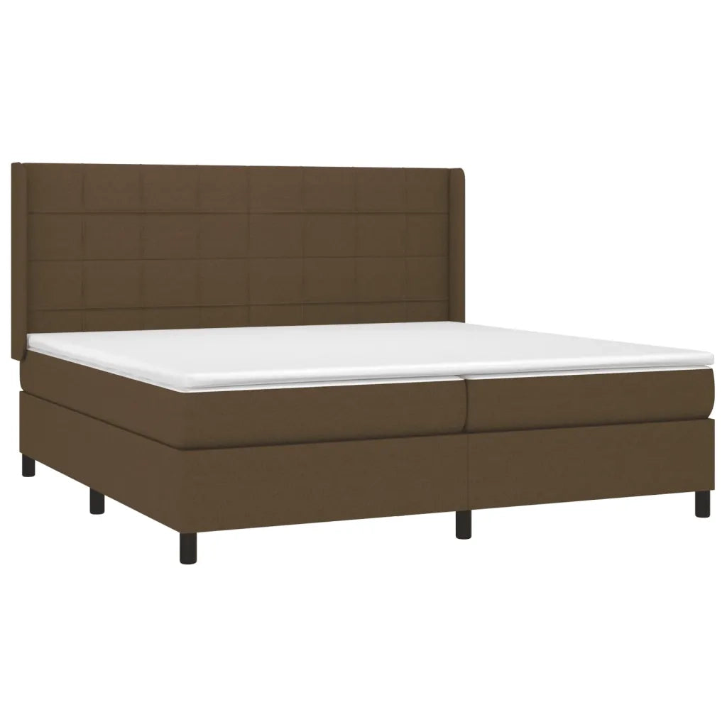 Letto a Molle Materasso e LED Marronescuro 200x200cm in Tessuto