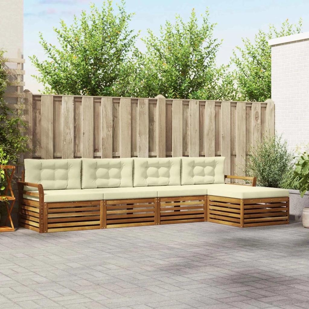 Set di divani da esterno con cuscino 5 pcs Naturale e Crema 3373300