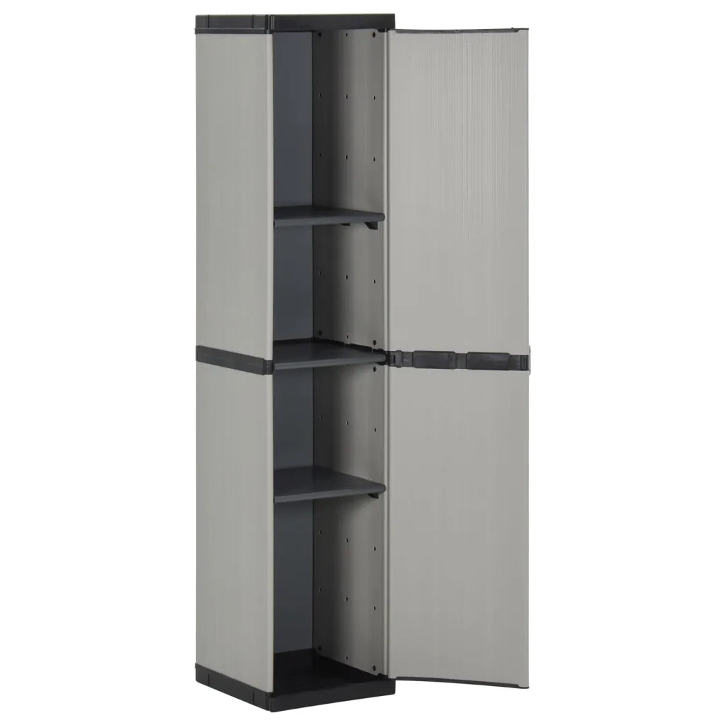 Armadietto da Giardino con 3 Ripiani Grigio e Nero 34x40x168 cmcod mxl 70572