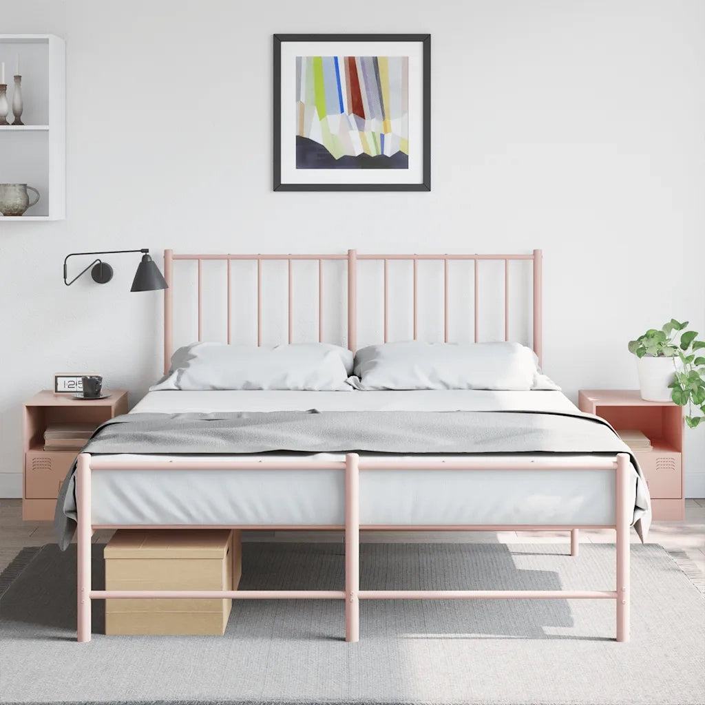 Comodini 2 pz-Set di 2 Tavolino da notte Rosa 34,5x39x44 cm in Acciaio 612221