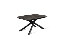 E-STYLO Tavolo allungabile con top cemento grigio in melaminico e base in metallo nero, 90cm X 140/ 190cm H. 76cm.