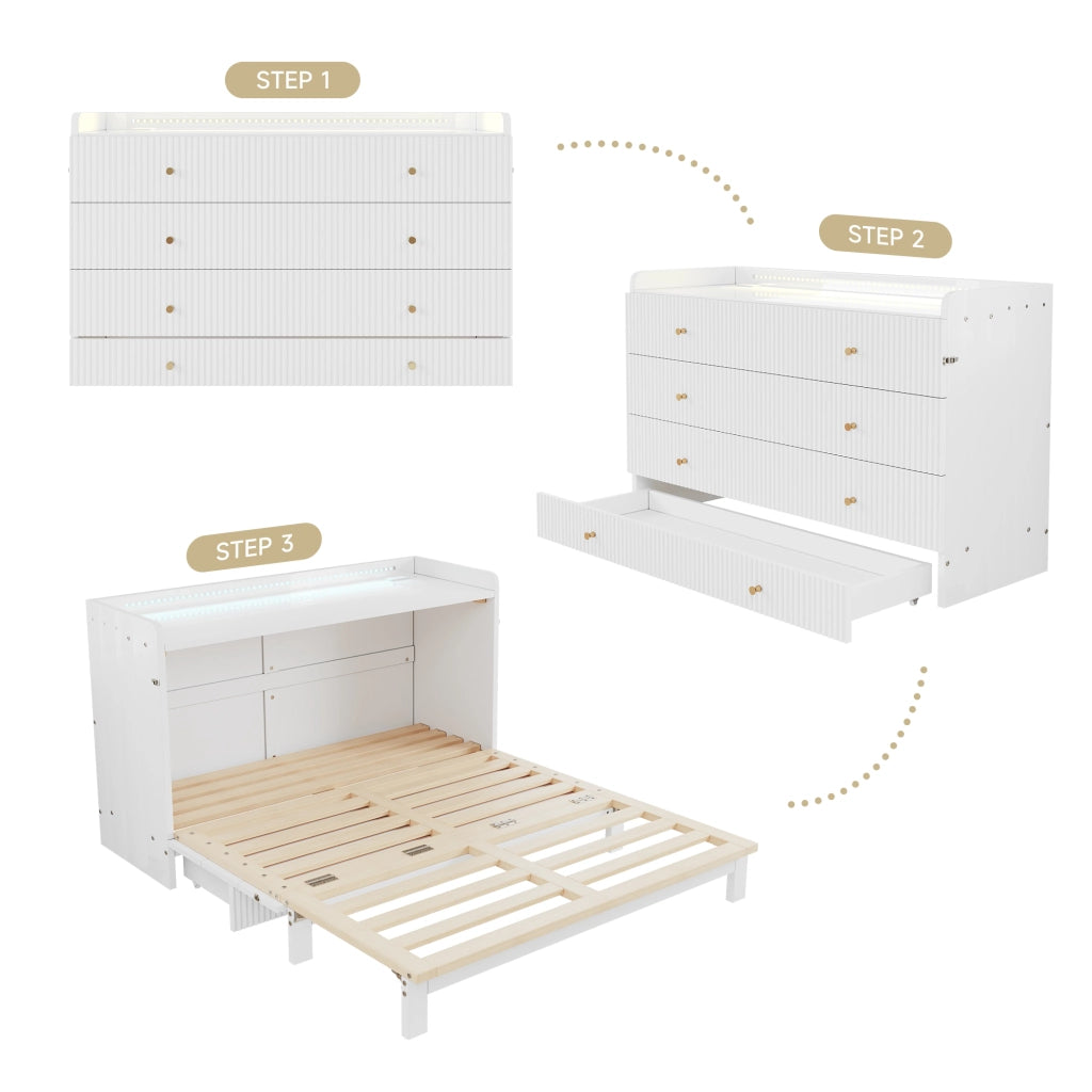 letto a scomparti mdf bianco 144 x 202 cm