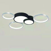 Trade Shop - Plafoniera Led 48w 5 Cerchi Argento Nero Lampada Soffitto Moderno Luce 4000k 70975 -