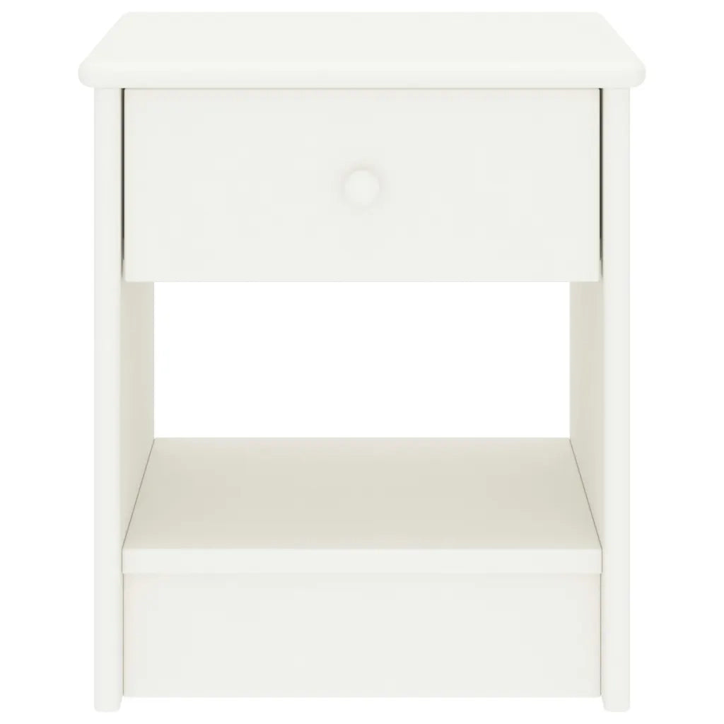 Comodino Bianco 35x30x40 cm in Legno Massello di Pino cod mxl 30409