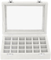 Scatola di gioielli con 24 compartimenti - velluto - coperchio trasparente - organizzatore - perfetto regalo - design elegante - cassa per gioielli